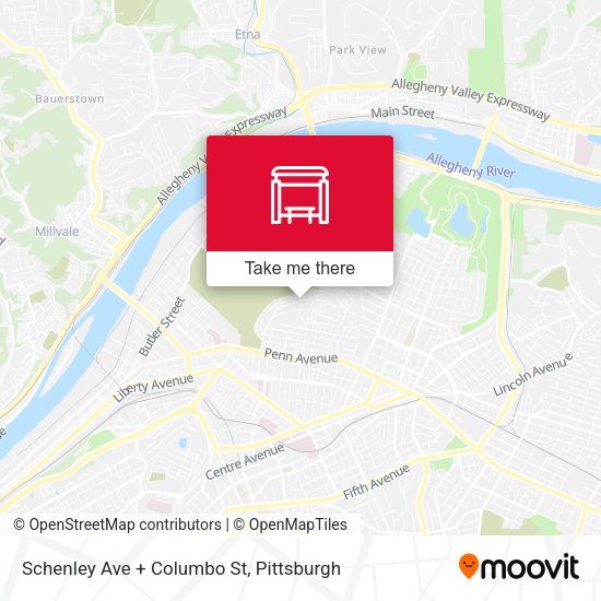 Schenley Ave + Columbo St map