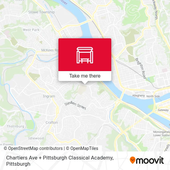 Chartiers Ave + Pittsburgh Classical Academy map