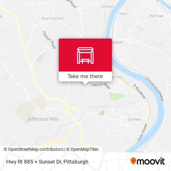 Hwy Rt 885 + Sunset Dr map