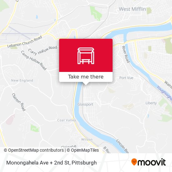 Monongahela Ave + 2nd St map