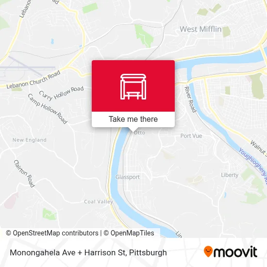 Monongahela Ave + Harrison St map
