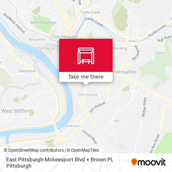 East Pittsburgh-Mckeesport Blvd + Brown Pl map