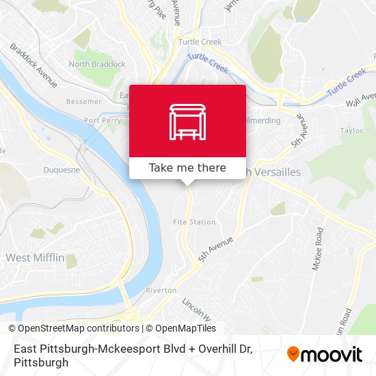 East Pittsburgh-Mckeesport Blvd + Overhill Dr map