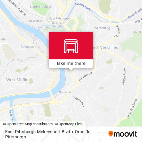 East Pittsburgh-Mckeesport Blvd + Orris Rd map