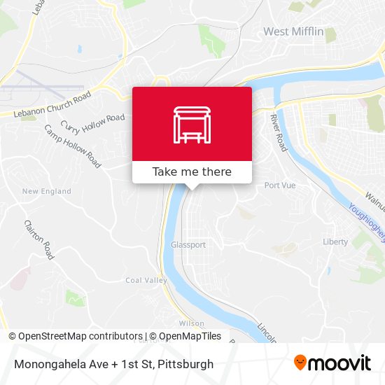 Monongahela Ave + 1st St map