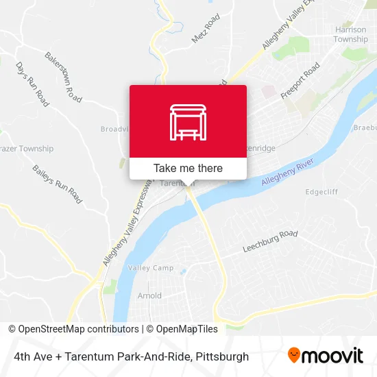 Mapa de 4th Ave + Tarentum Park-And-Ride