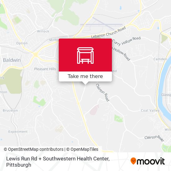 Lewis Run Rd + Southwestern Health Center map