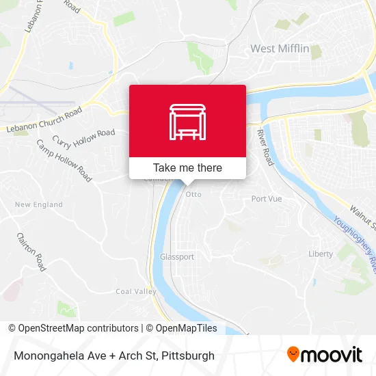 Monongahela Ave + Arch St map