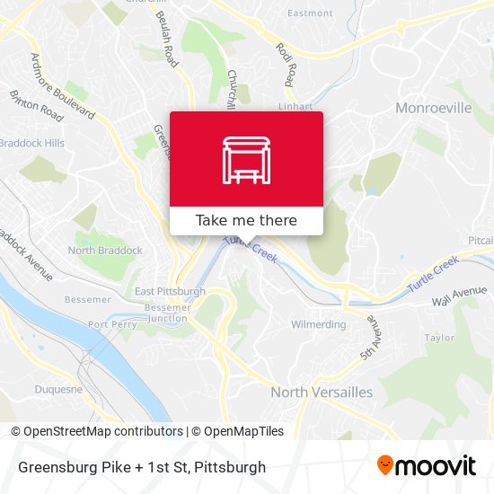 Greensburg Pike + 1st St map