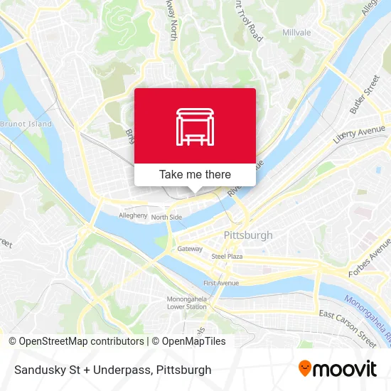 Sandusky St + Underpass map