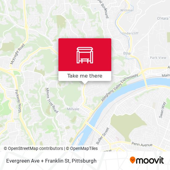 Evergreen Ave + Franklin St map