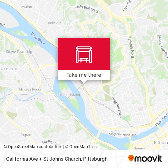 California Ave + St Johns Church map