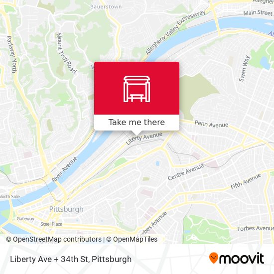 Liberty Ave + 34th St map