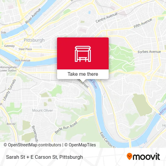 Sarah St + E Carson St map