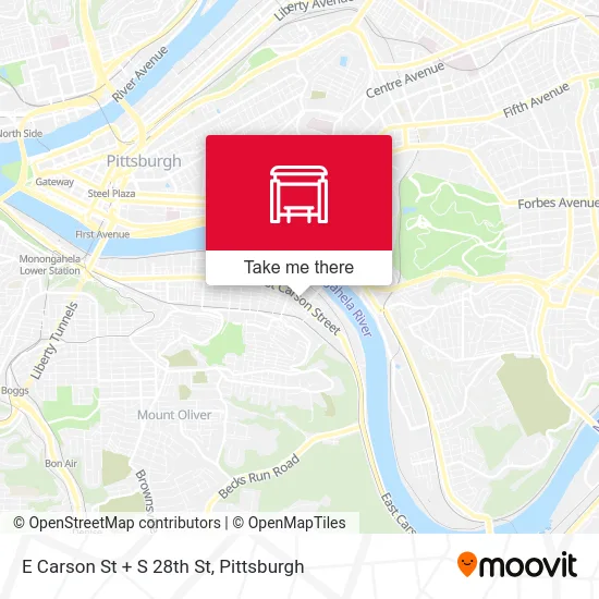 E Carson St + S 28th St map