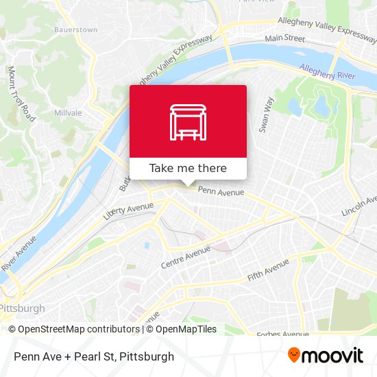 Penn Ave + Pearl St map