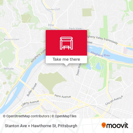 Stanton Ave + Hawthorne St map