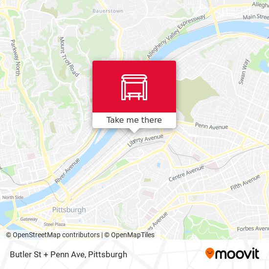 Butler St + Penn Ave map