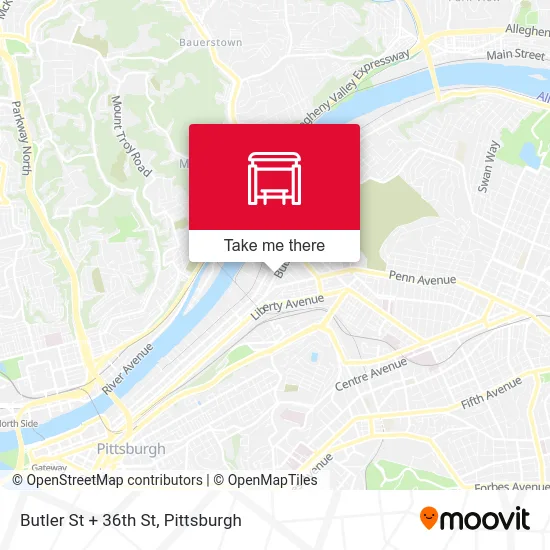 Butler St + 36th St map