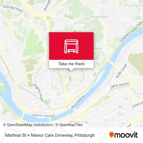 Mathias St + Manor Care Driveway map