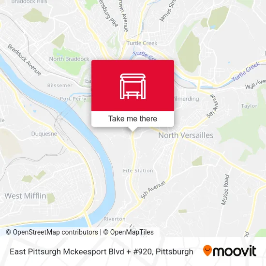 East Pittsurgh Mckeesport Blvd + #920 map