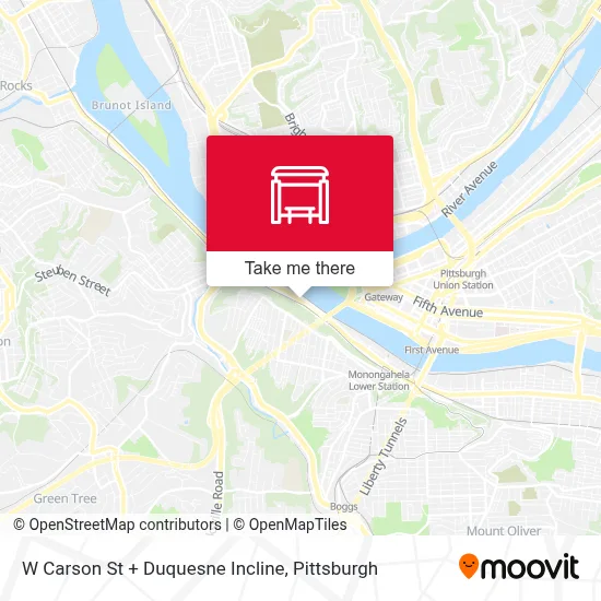 W Carson St + Duquesne Incline map
