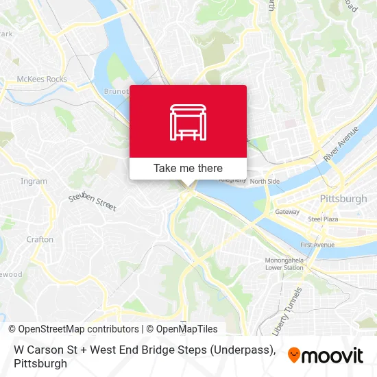 W Carson St + West End Bridge Steps (Underpass) map