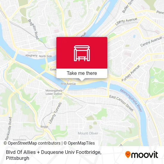 Mapa de Blvd Of Allies + Duquesne Univ Footbridge
