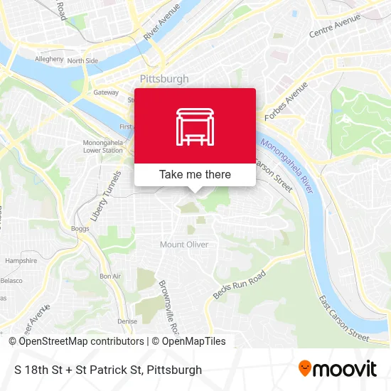 S 18th St + St Patrick St map