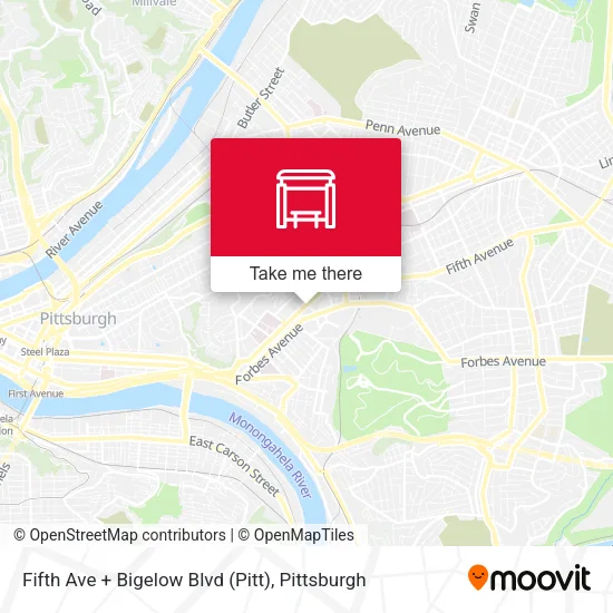 Mapa de Fifth Ave + Bigelow Blvd (Pitt)