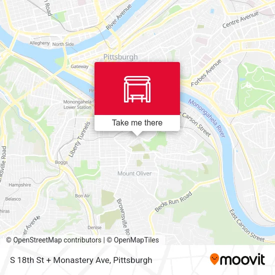 S 18th St + Monastery Ave map