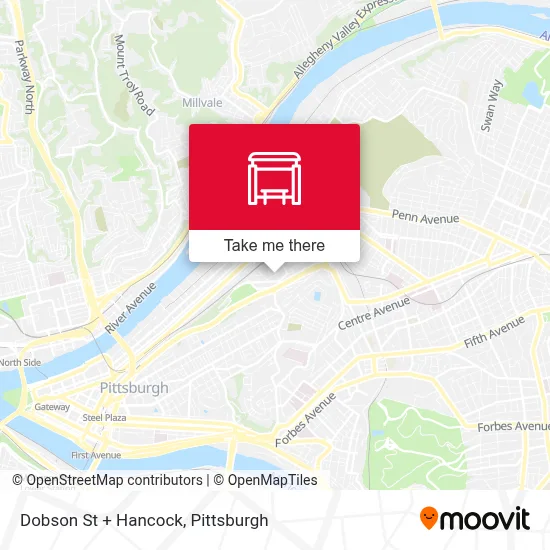 Dobson St + Hancock map