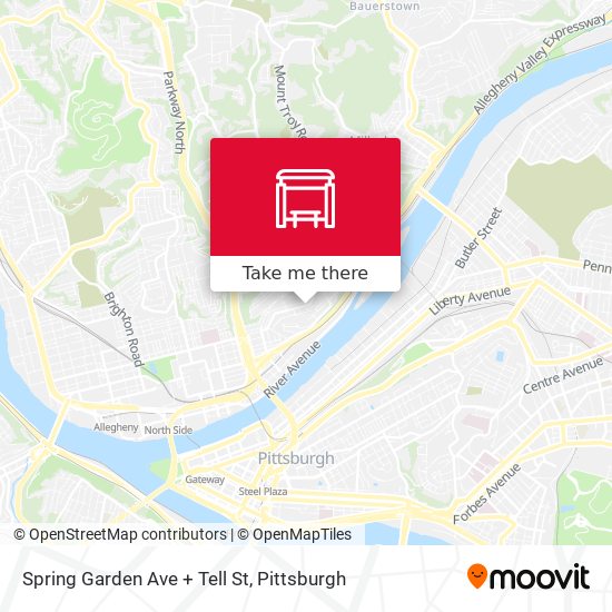 Spring Garden Ave + Tell St map