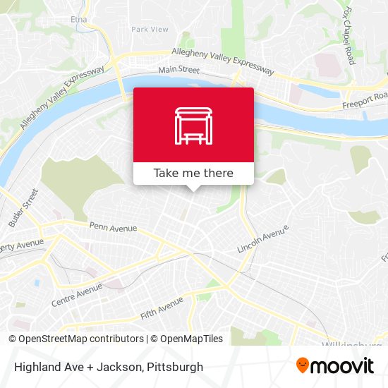 Highland Ave + Jackson map