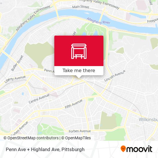 Mapa de Penn Ave + Highland Ave