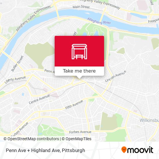 Penn Ave + Highland Ave map