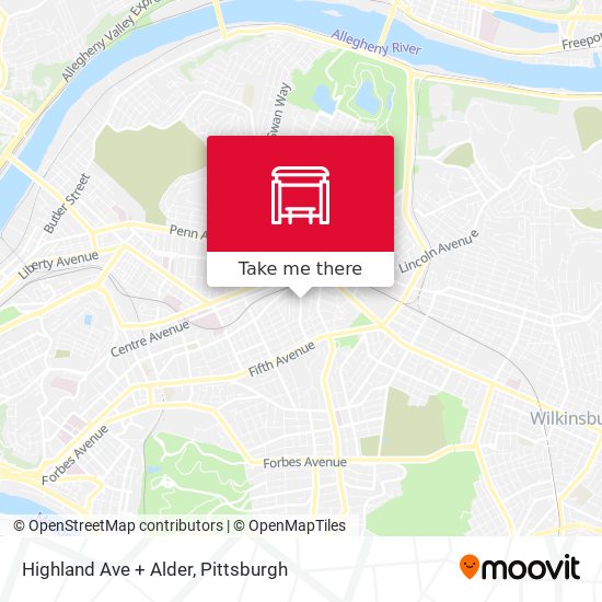 Highland Ave + Alder map