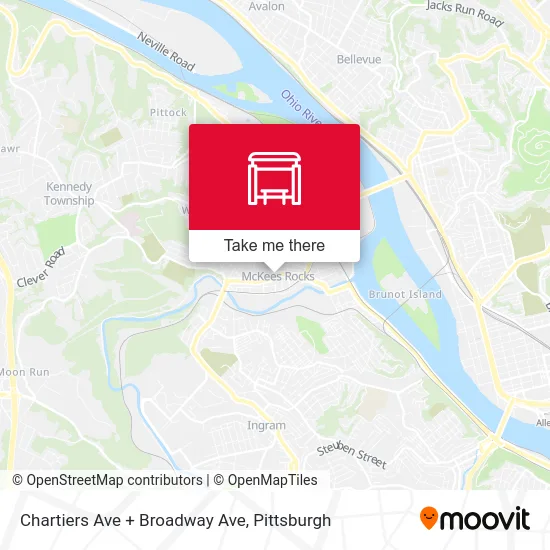 Chartiers Ave + Broadway Ave map