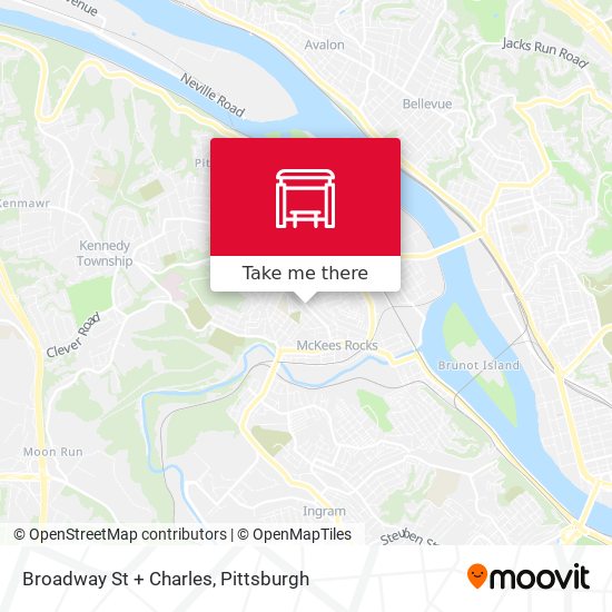 Broadway St + Charles map