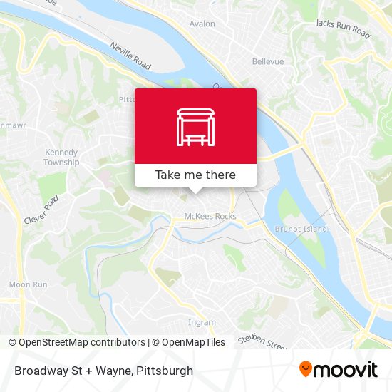Broadway St + Wayne map