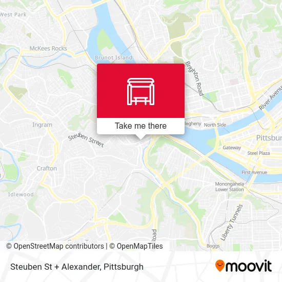 Steuben St + Alexander map