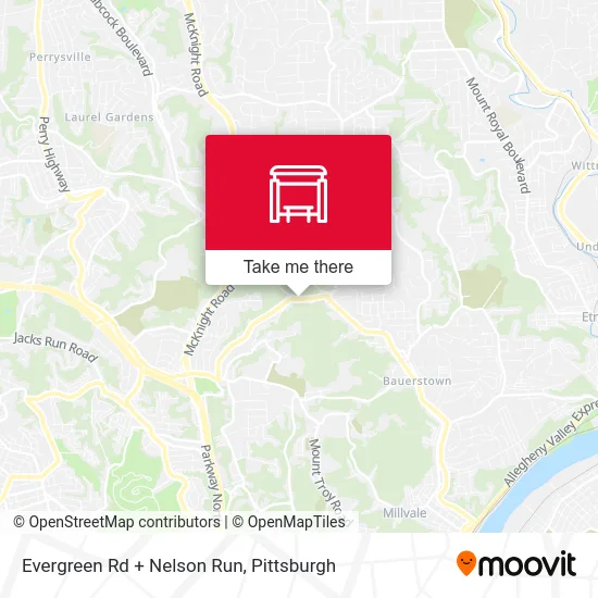 Evergreen Rd + Nelson Run map