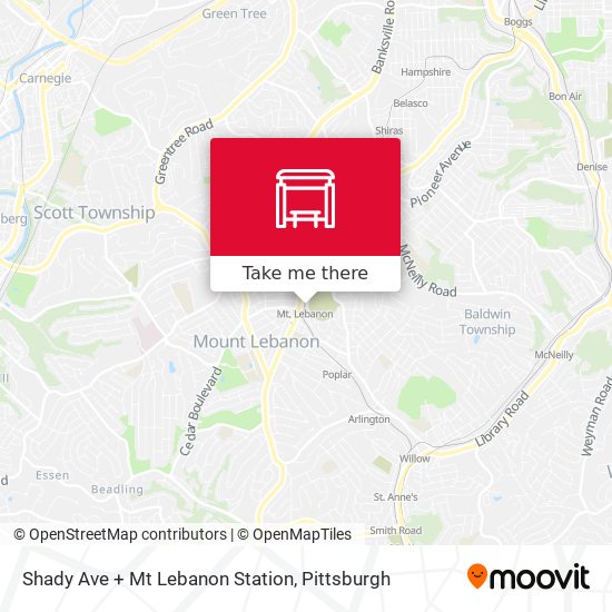 Shady Ave + Mt Lebanon Station map