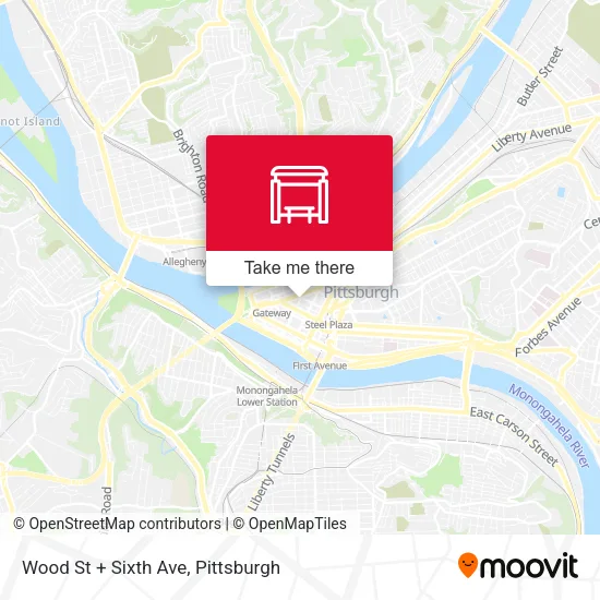 Wood St + Sixth Ave map