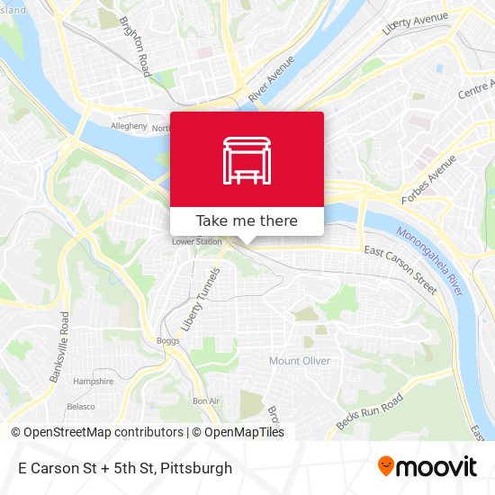 E Carson St + 5th St map