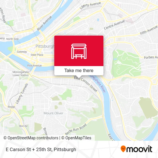 E Carson St + 25th St map