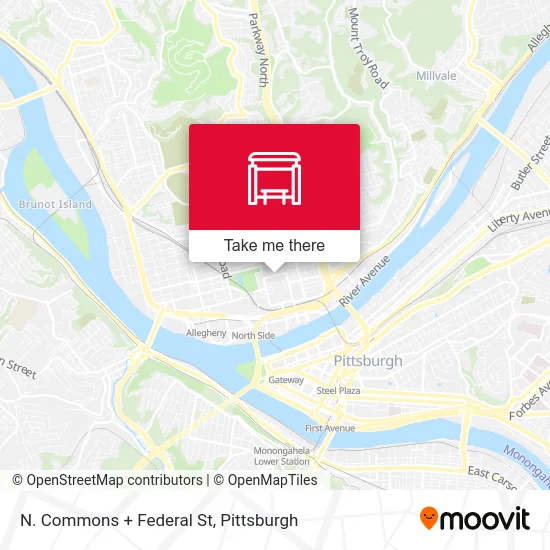 N. Commons + Federal St map