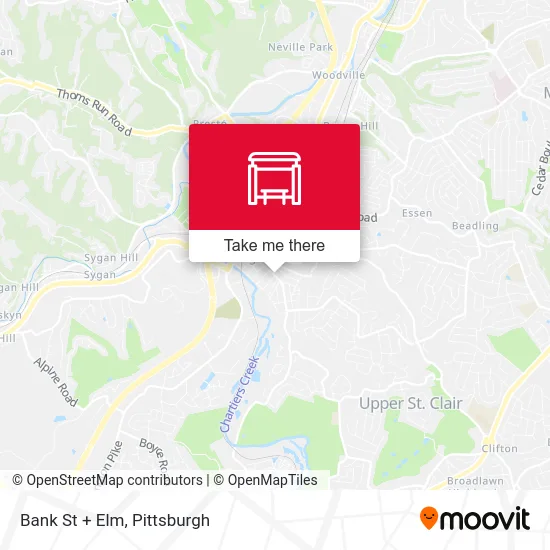 Bank St + Elm map