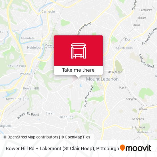 Bower Hill Rd + Lakemont (St Clair Hosp) map