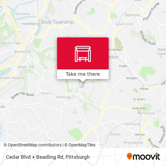 Cedar Blvd + Beadling Rd map